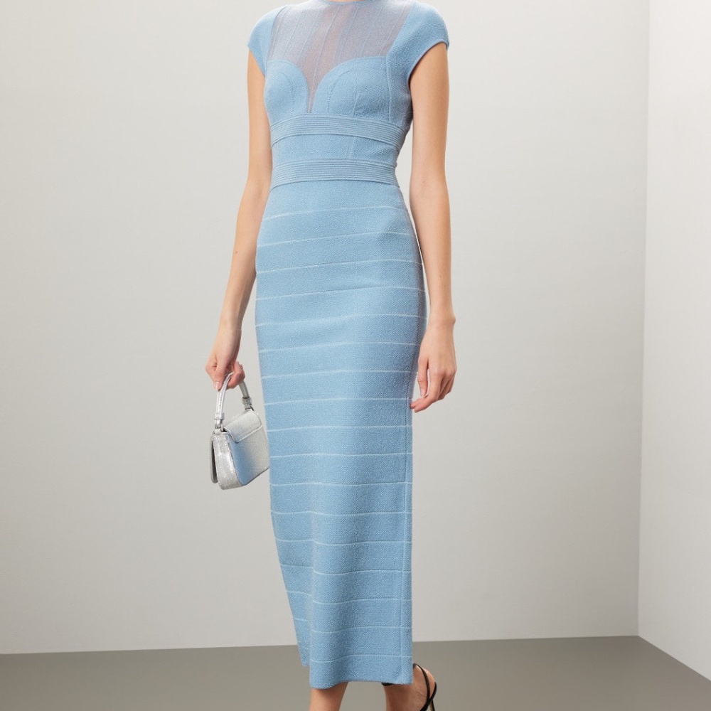 Herve Leger Sheer Bustier Gown L - Picture 2 of 13
